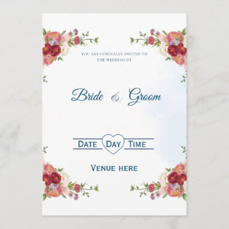 Elegante bloemboeket trouwuitnodiging kaart