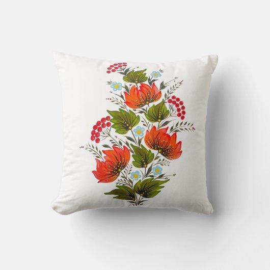 Elegante bloemboeket volkskunst kussen (Voorkant)