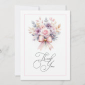 Elegante Bloemboog 1e Verjaardag Meisje Foto Bedankkaart (Voorkant)