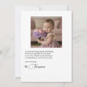 Elegante Bloemboog 1e Verjaardag Meisje Foto Bedankkaart (Achterkant)