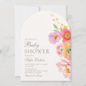Elegante bloemboog babyshower uitnodiging (Voorkant)