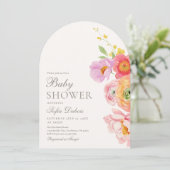 Elegante bloemboog babyshower uitnodiging (Staand voorkant)