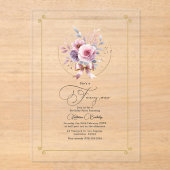 Elegante bloemboog "Fancy" eerste verjaardag Acryl Uitnodigingen (Voorkant)