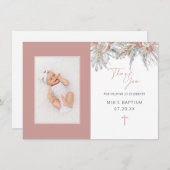 Elegante bloemboog foto doop bedankkaart (Voorkant / Achterkant)