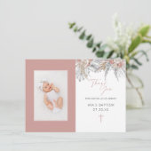 Elegante bloemboog foto doop bedankkaart (Staand voorkant)