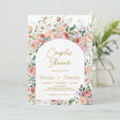 Elegante Bloemboog Koppel Baby Shower Uitnodiging (Staand voorkant)