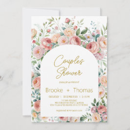 Elegante bloemboog koppel bruisfeest uitnodiging