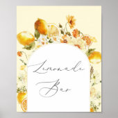 Elegante bloemboog Lemonade Bar Poster (Voorkant)