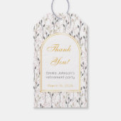 Elegante bloemboog-pensioenfeest cadeaulabel (Voorkant)
