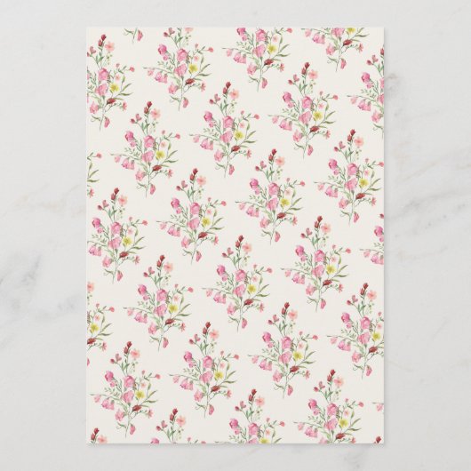 Elegante Bloemboog Spring Garden 5 x 7 bruiloft Menu (Achterkant)