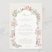 Elegante Bloemboog Spring Garden 5 x 7 bruiloft Menu (Voorkant)