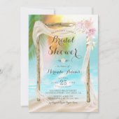 Elegante Bloemboog Tropisch Strand Bruidsfeestje Kaart (Voorkant)