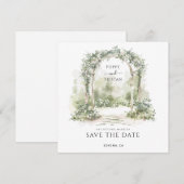 Elegante bloemboog tuin bruiloft  save the date (Voorkant / Achterkant)