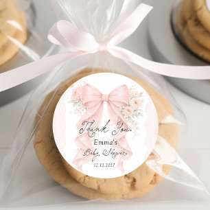 Elegante bloemboog vintage babyshower bedankje ronde sticker