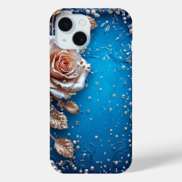 Elegante bloemcompositie met gouden accenten iPhone 15 case