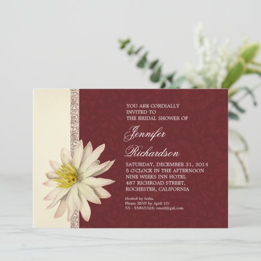 Elegante Bloemdamast Bruids Douche Uitnodigingen (Staand voorkant)