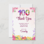 Elegante Bloemen 100ste Verjaardagsfeest / 100 Jaa Bedankkaart (Voorkant)