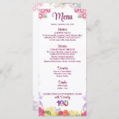 Elegante Bloemen 100ste Verjaardagsfeest / 100 Jaa Menu (Voorkant / Achterkant)