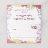 Elegante Bloemen 100ste Verjaardagsfeest / 100 Jaa Plaatskaartje (Buitenkant ongevouwen)