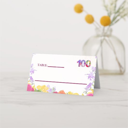 Elegante Bloemen 100ste Verjaardagsfeest / 100 Jaa Plaatskaartje (Voorkant)