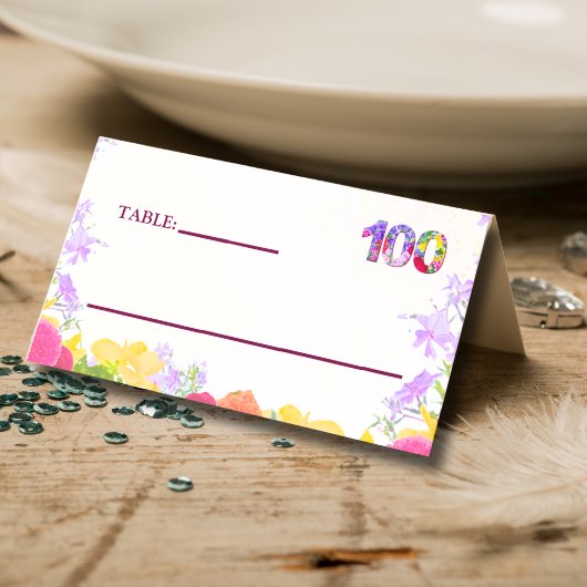 Elegante Bloemen 100ste Verjaardagsfeest / 100 Jaa Plaatskaartje