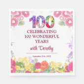 Elegante Bloemen 100ste Verjaardagsfeest / 100 Jaa Servet (Voorkant)