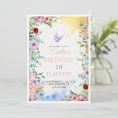 Elegante Bloemen 18e Verjaardag Uitnodiging met Wa (Staand voorkant)