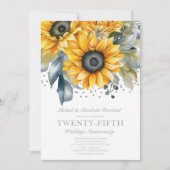 Elegante Bloemen 25e bruiloft Jubileum Uitnodiging (Voorkant)