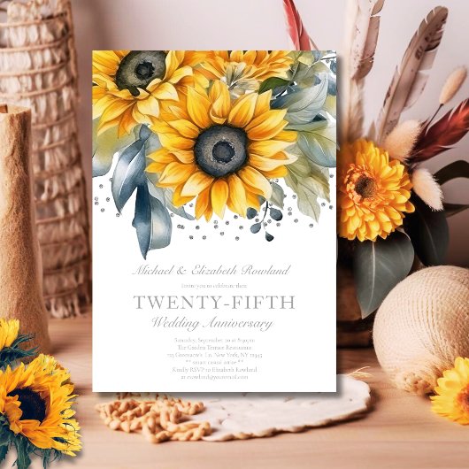 Elegante Bloemen 25e bruiloft Jubileum Uitnodiging