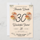 Elegante Bloemen 30ste Verjaardag Kaart (Voorkant)