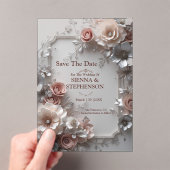 Elegante Bloemen 3D Save the Date Uitnodiging (Insitu (Draagbaar))