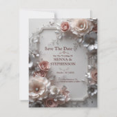 Elegante Bloemen 3D Save the Date Uitnodiging (Voorkant)