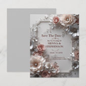 Elegante Bloemen 3D Save the Date Uitnodiging (Voorkant / Achterkant)