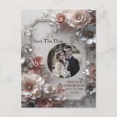 Elegante Bloemen 3D Save the Date Uitnodiging (Voorkant)