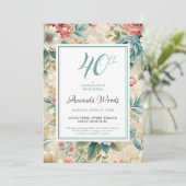 Elegante bloemen 40e verjaardag kaart (Staand voorkant)