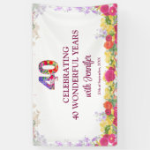 Elegante Bloemen 40e Verjaardagsfeest / 40 jaar Spandoek (Verticaal)