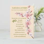 Elegante Bloemen 40ste Verjaardag Uitnodiging voor (Staand voorkant)