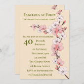 Elegante Bloemen 40ste Verjaardag Uitnodiging voor (Voorkant / Achterkant)