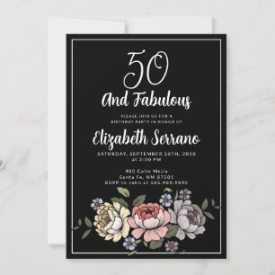 Elegante  bloemen 50 en fantastische verjaardag kaart