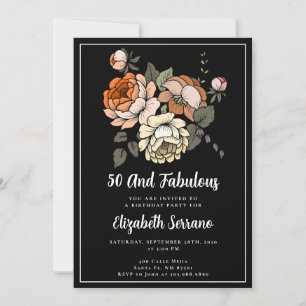 Elegante  bloemen 50 en fantastische verjaardag kaart