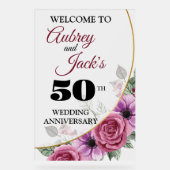 Elegante Bloemen 50e Jubileum Acryl Teken Acryl Bord (Voorkant)