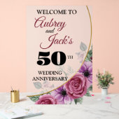 Elegante Bloemen 50e Jubileum Acryl Teken Acryl Bord (Huwelijk)