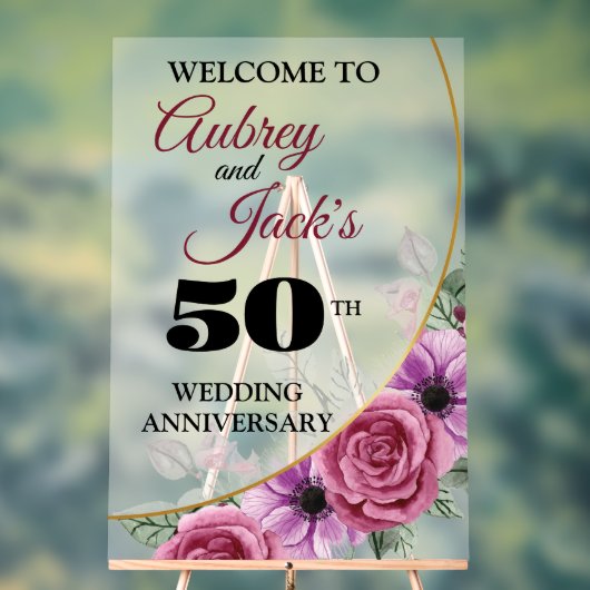 Elegante Bloemen 50e Jubileum Acryl Teken Acryl Bord (Neutraal)