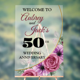 Elegante Bloemen 50e Jubileum Acryl Teken Bord