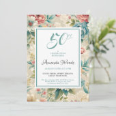 Elegante bloemen 50ste verjaardag kaart (Staand voorkant)