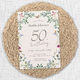 Elegante Bloemen 50ste Verjaardagsfeestje Kaart