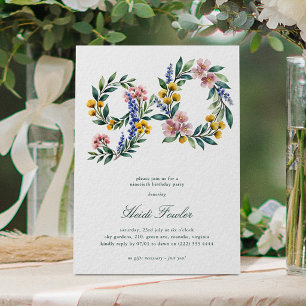 Elegante Bloemen 60' Botanische 90ste Verjaardag Kaart