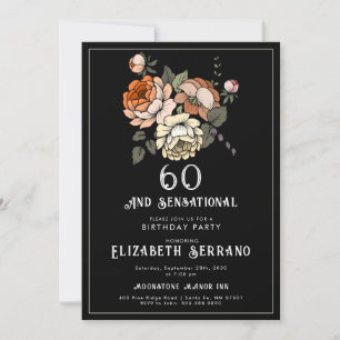 Elegante  bloemen 60 en sensationa verjaardag kaart