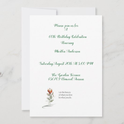 Elegante bloemen 60e verjaardag uitnodiging voor m (Voorkant)