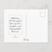 Elegante bloemen 60e verjaardagskaart 60 Bewaar de Aankondigingskaart (Achterkant)